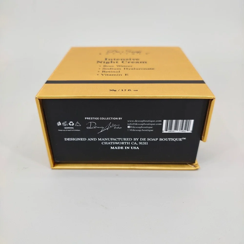 De Soap Boutique Intensive Night Cream Retinol Vitamin E 1.7oz 50g Rose Water